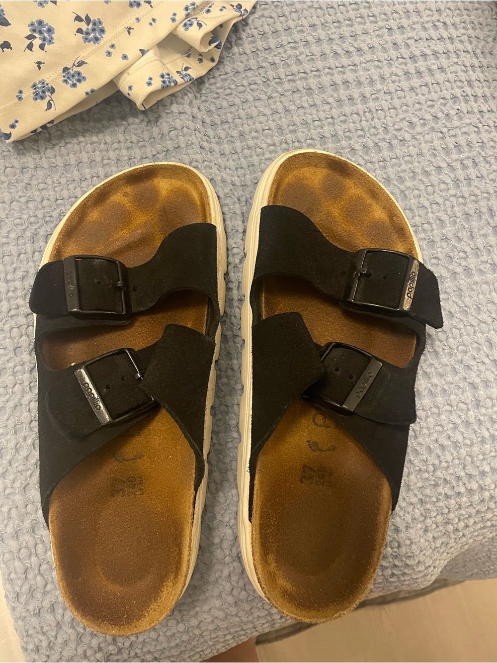 Papillio Black Double-Buckle Kids Slide Sandals